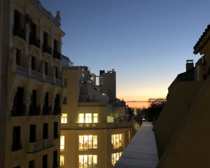 Sunset from rooftops in Malasana, Madrid